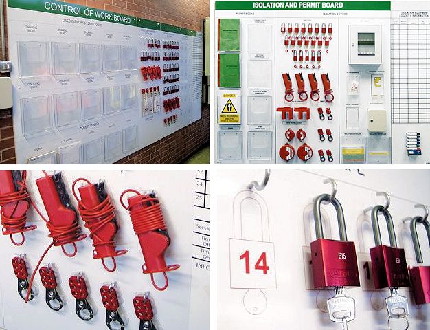 Lockout-Tagout Shadowboards nach Lean-Prinzip