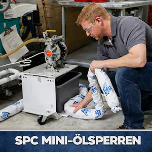Mini-&Ouml;lsperren am Arbeitsplatz unter tropfenden Maschinen