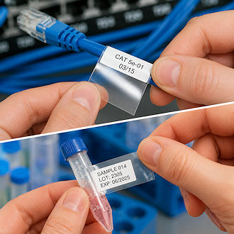 Selbstlaminierende Etiketten f&uuml;r Kabel und Labor-R&ouml;hrchen
