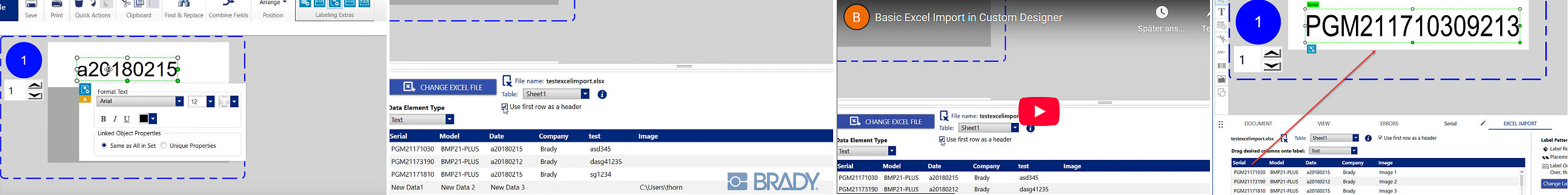 Brady Workstation mit Excel-Import