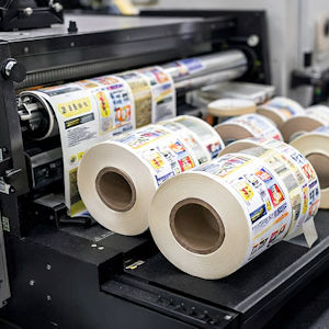 Bedruckte Etikettenrollen in der Endfertigung