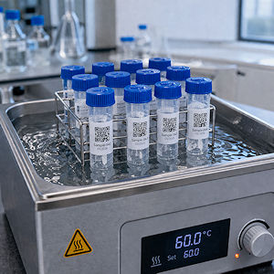 Laborkennzeichnung im Hei&szlig;wasserbad