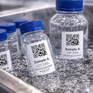 Etiketten f&uuml;r R&ouml;hrchen und Flaschen im Wasserbad