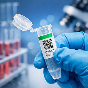 Eppendorf-R&ouml;hrchen etikettiert mit Laboretiketten von MAKRO IDENT
