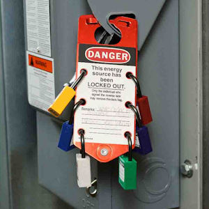 Sicherheits-Blockierb&uuml;gel zur Gruppen-Absperrung