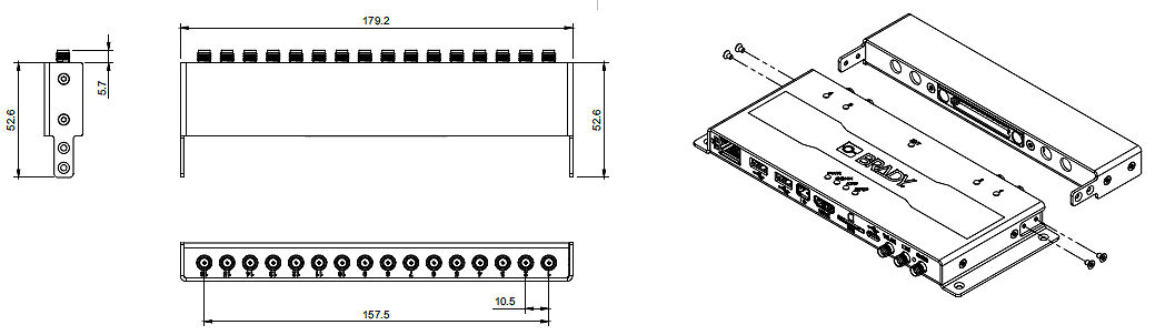 Brady MUX16 Multiplexer Zeichnung Brady MUX16 Multiplexer Zeichnung